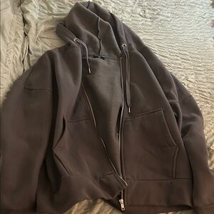 White fox oversized zip up hoodie